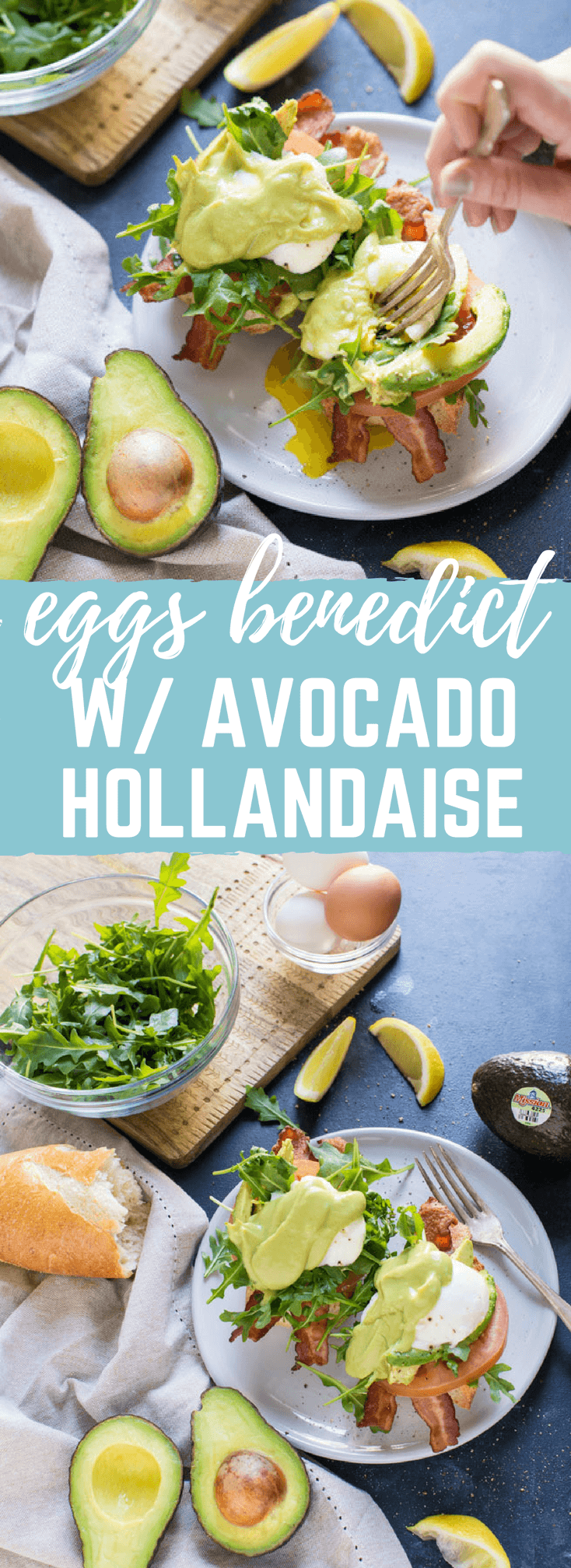 Eggs Benedict BLT with Avocado Hollandaise, a hearty comforting breakfast recipe that's packed with nutrition thanks to avocados.