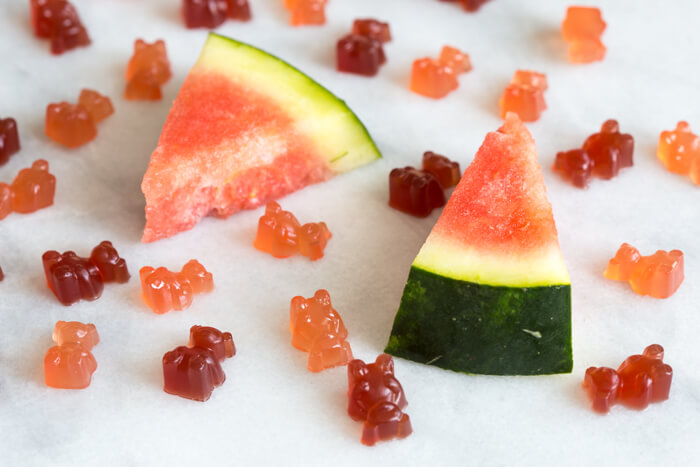 Homemade Sour Watermelon Fruit Chews. An easy whole fruit gummy bears recipe made with watermelon juice. Kids love these gummies! 