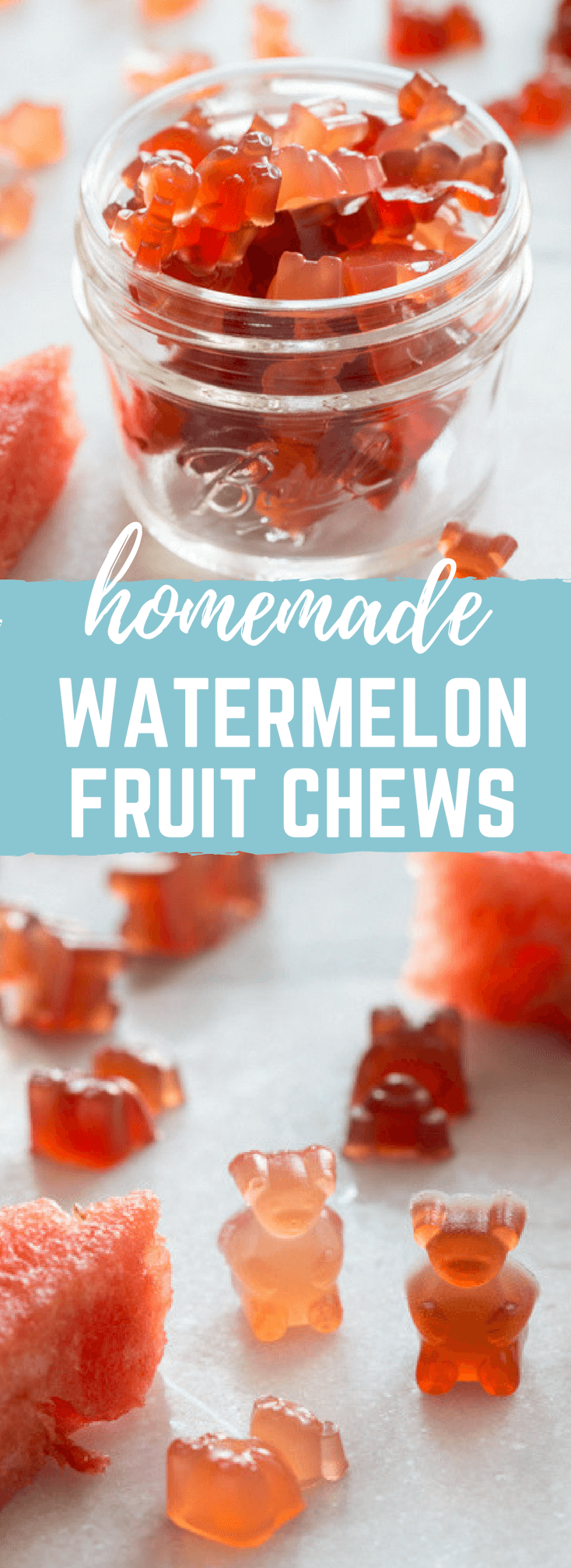 Homemade Sour Watermelon Fruit Chews. An easy whole fruit gummy bears recipe made with watermelon juice. Kids love these gummies! 