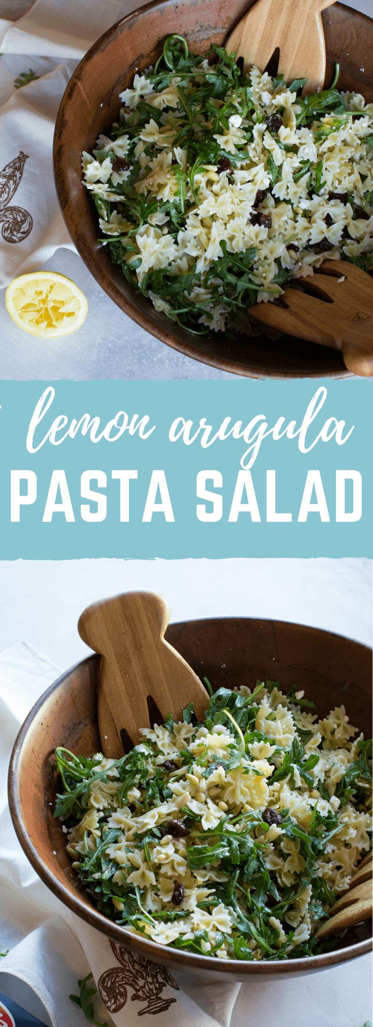 Lemon Arugula Pasta Salad. This is what it looks like to live your best springy pasta life. Easy to make ahead for baby or wedding shower!