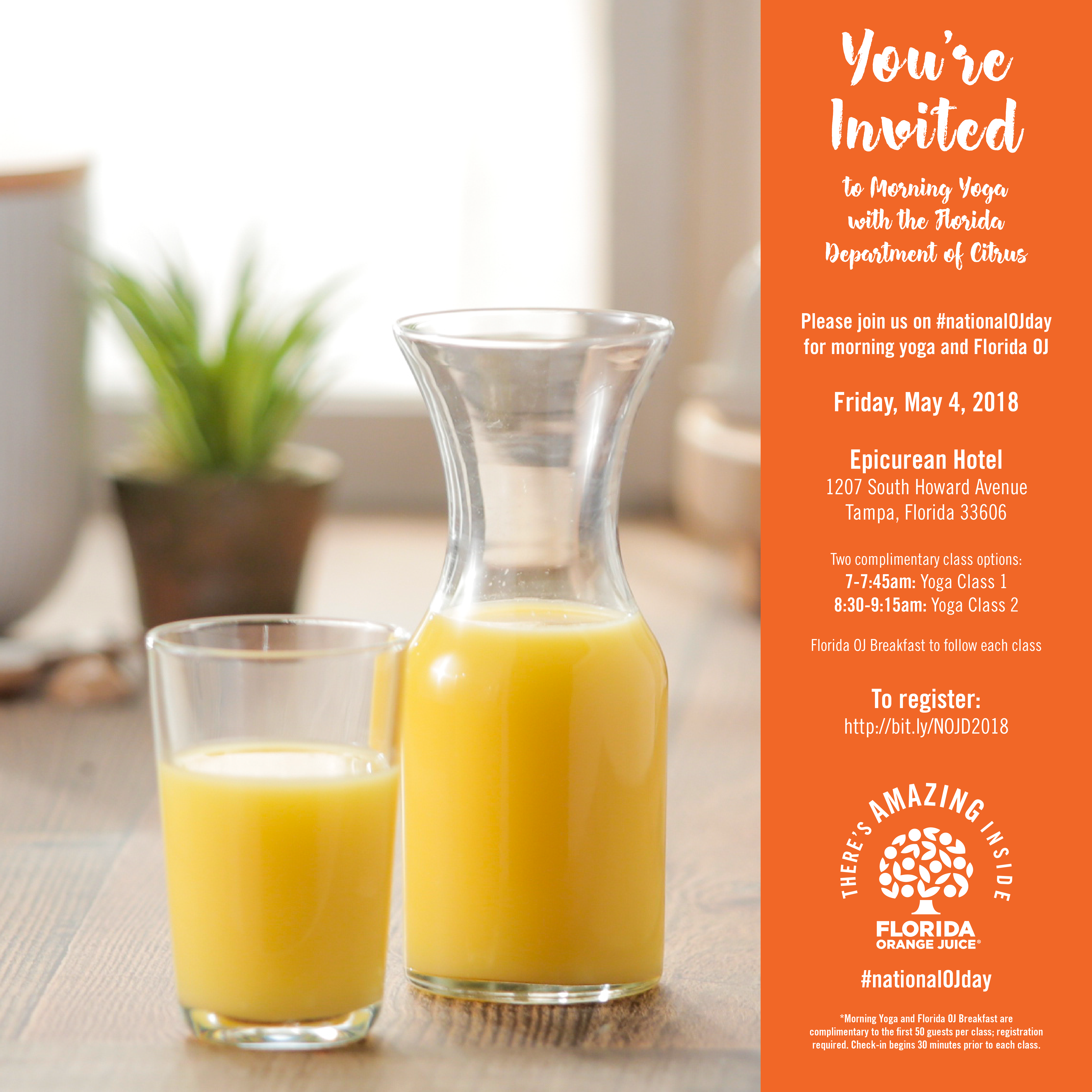 National OJ Day Yoga Event in Tampa, Florida
