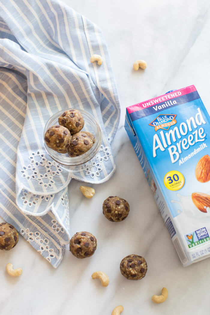 Irresistible Grain Free Chocolate Chip Cookie Dough Balls. These chocolate chip cookie dough balls are made with a few whole food ingredients-- cashews, dates, and flaxseed + chocolate, duh. Grain free, egg free, dairy free-- that's no butter ya'll.