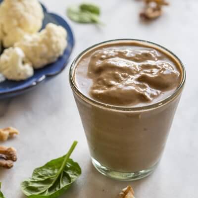 Hidden Veggie Chocolate Coffee Shake made with cauliflower (promise, you can't taste it). Low sugar, dairy free, vegan chocolate shake filled with veggies.