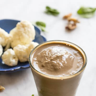 Hidden Veggie Chocolate Coffee Shake made with cauliflower (promise, you can't taste it). Low sugar, dairy free, vegan chocolate shake filled with veggies.