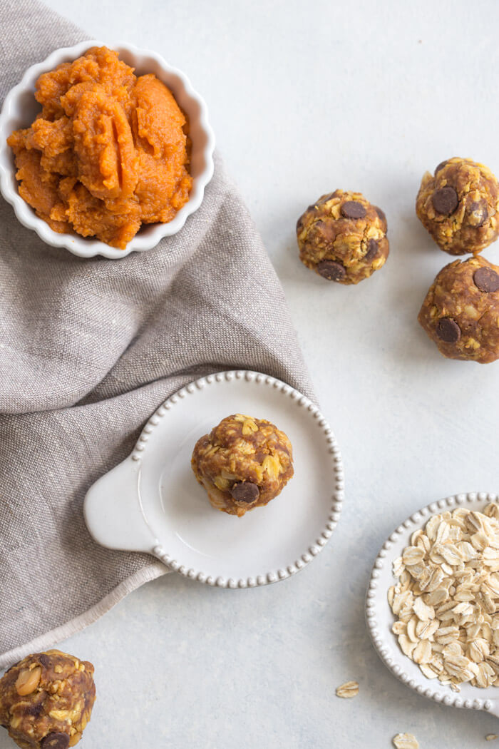 Pumpkin Chocolate Chip Power Balls better known as "cookies" in our house are no bake whole food goodness and can be made gluten free and vegan. 