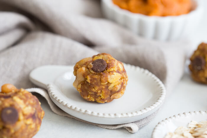 Pumpkin Chocolate Chip Power Balls better known as "cookies" in our house are no bake whole food goodness and can be made gluten free and vegan. 