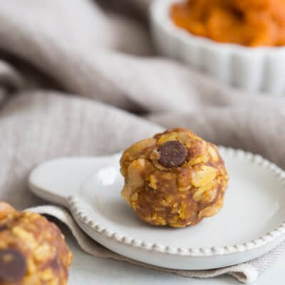 Pumpkin Chocolate Chip Power Balls better known as "cookies" in our house are no bake whole food goodness and can be made gluten free and vegan. 