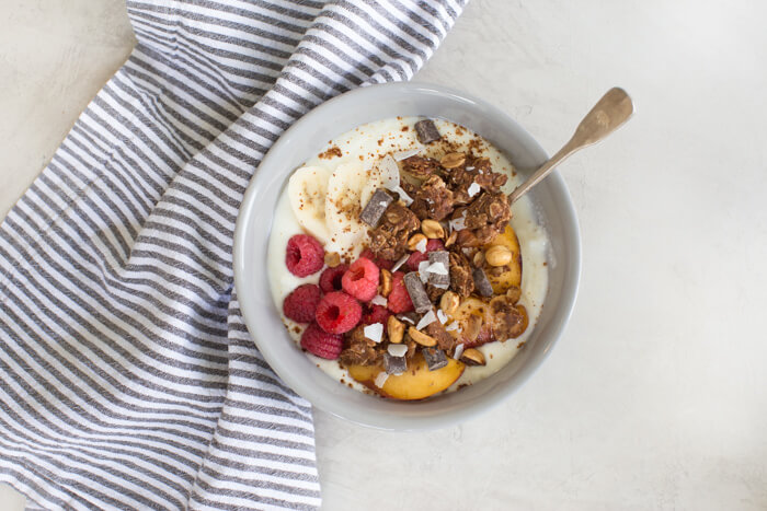 PB chocolate lovers rejoice! Sprinkle this Indulgent Chocolate PB Granola on top of cottage cheese, Greek yogurt, fruit, or enjoy it by the handful.