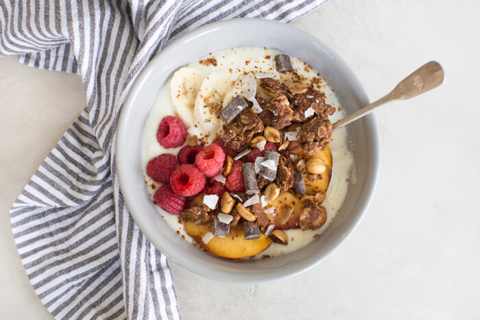 PB chocolate lovers rejoice! Sprinkle this Indulgent Chocolate PB Granola on top of cottage cheese, Greek yogurt, fruit, or enjoy it by the handful.