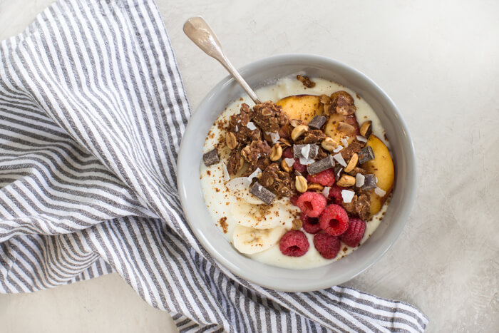 PB chocolate lovers rejoice! Sprinkle this Indulgent Chocolate PB Granola on top of cottage cheese, Greek yogurt, fruit, or enjoy it by the handful.