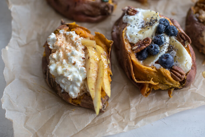 Change the breakfast game with these sweet and savory Breakfast Sweet Potatoes 6 Ways by trying a different flavor combination throughout the week.