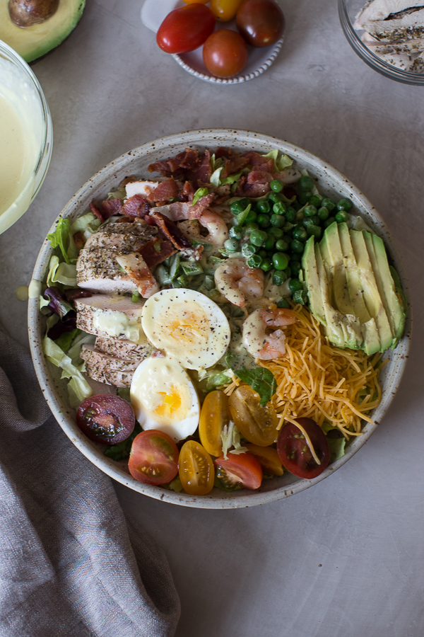 cobb salad recipe with chicken, eggs, bacon and avocado