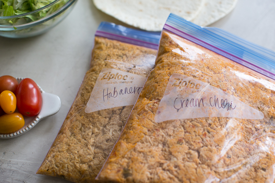 shredded chicken breast in freezer friendly bags 