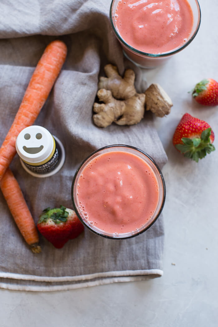 probiotics for kids and babies, strawberry ginger probiotic smoothie