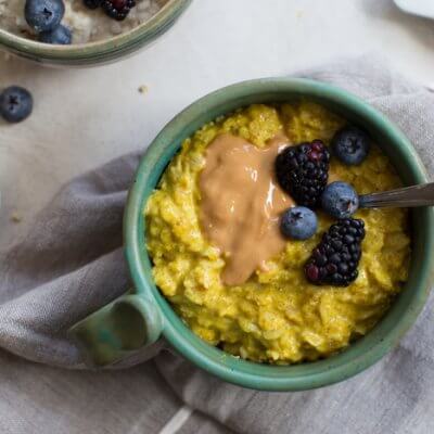 Need more high protein breakfast ideas? Turmeric oats with cottage cheese are protein packed and a tasty way to start your day.