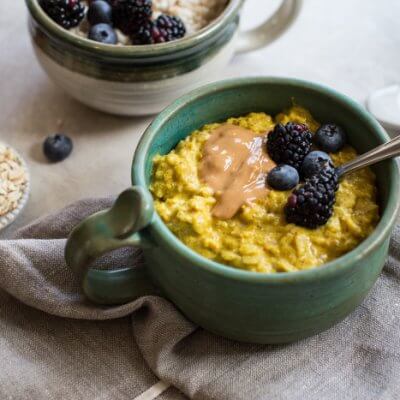 Need more high protein breakfast ideas? Turmeric oats with cottage cheese are protein packed and a tasty way to start your day.