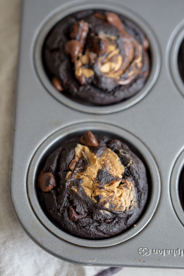 healthy chocolate chip muffins gluten free coconut flour banana peanut butter 