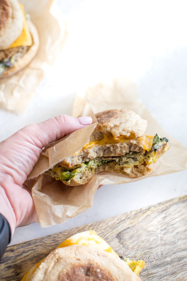 Freezer Breakfast Sandwiches that are healthy, loaded with veggies, and make an easy breakfast meal prep!