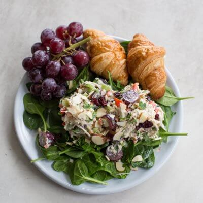 Greek Yogurt Chicken Salad with grapes and cranberries