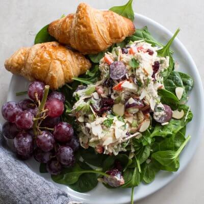 Greek yogurt chicken salad with croissants