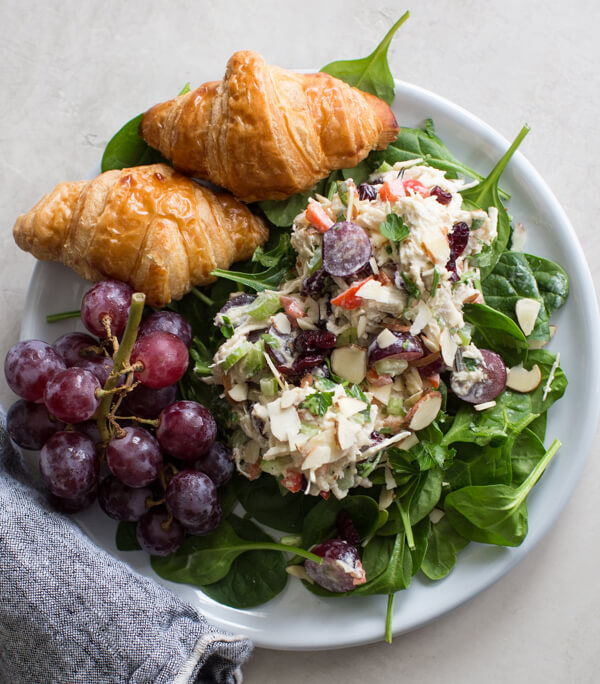 Greek yogurt chicken salad with croissants