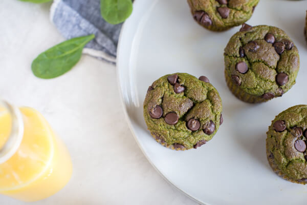 Gluten Free Spinach Muffin are healthy breakfast muffins made in blender and made with orange juice and chocolate chips