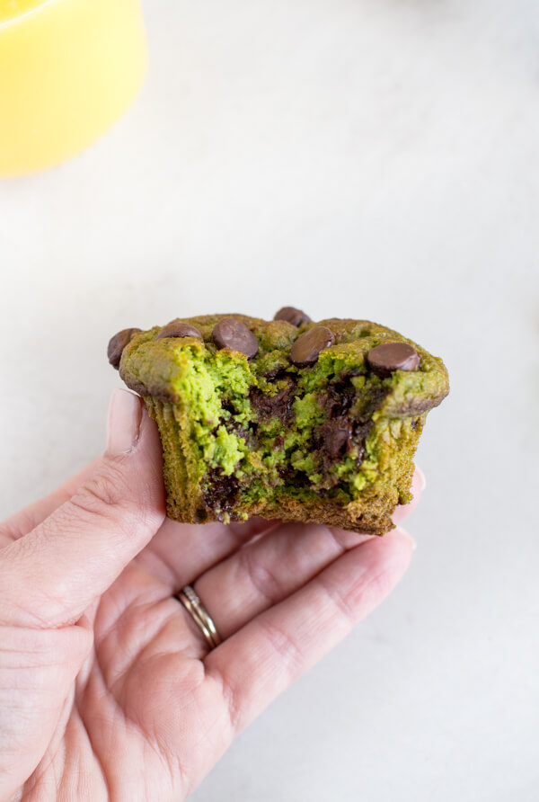 Gluten Free Spinach Muffin are healthy breakfast muffins made in blender and made with orange juice and chocolate chips