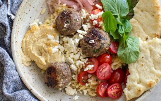 how to make meatballs in the oven with ground lamb, feta cheese, and greek spices